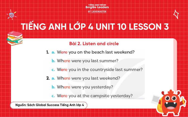 Bài tập số 2 tiếng Anh lớp 4 Unit 10 Lesson 3 Global Success