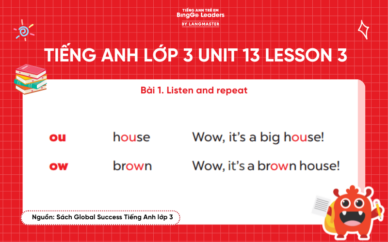 Bài tập số 1 tiếng Anh lớp 3 Unit 13 Lesson 3  Sách Global Success