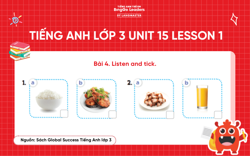 Bài tập số 4 tiếng Anh lớp 3 Unit 15 Lesson 1 Sách Global Success