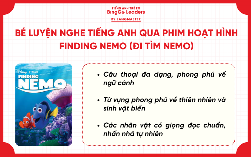 Bé luyện nghe tiếng anh qua phim hoạt hình Finding Nemo