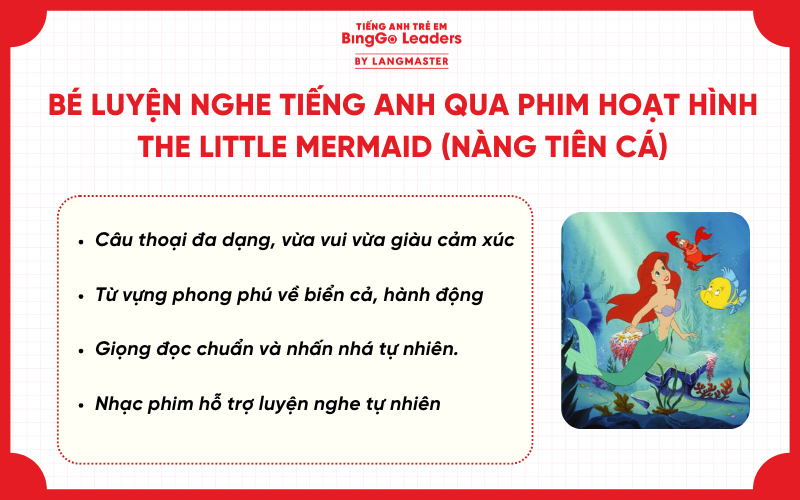 Bé luyện nghe tiếng anh qua phim hoạt hình Nàng tiên cá