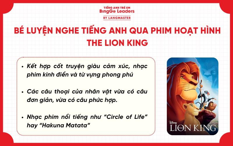 Bé luyện nghe tiếng anh qua phim hoạt hình The Lion King