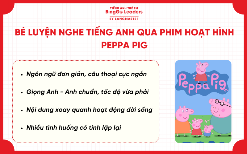 Bé luyện nghe tiếng anh qua phim hoạt hình Peppa Pig