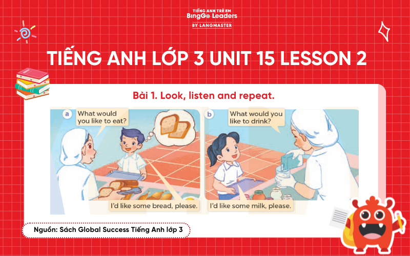 Bài tập số 1 chương trình Tiếng Anh lớp 3 Unit 15 Lesson 2 Global Success