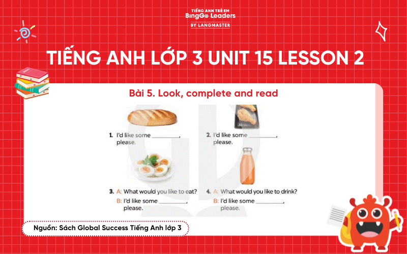 Bài tập số 5 chương trình Tiếng Anh lớp 3 Unit 15 Lesson 2 Global Success