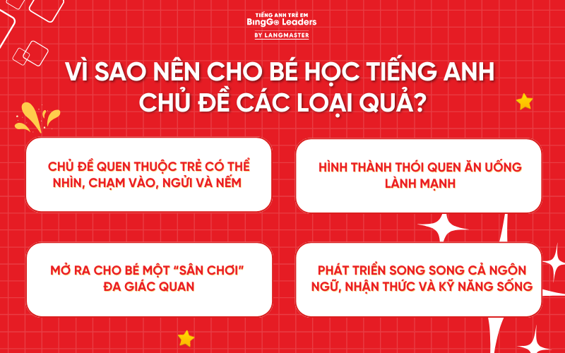 Vì sao nên cho bé học tiếng Anh chủ đề hoa quả