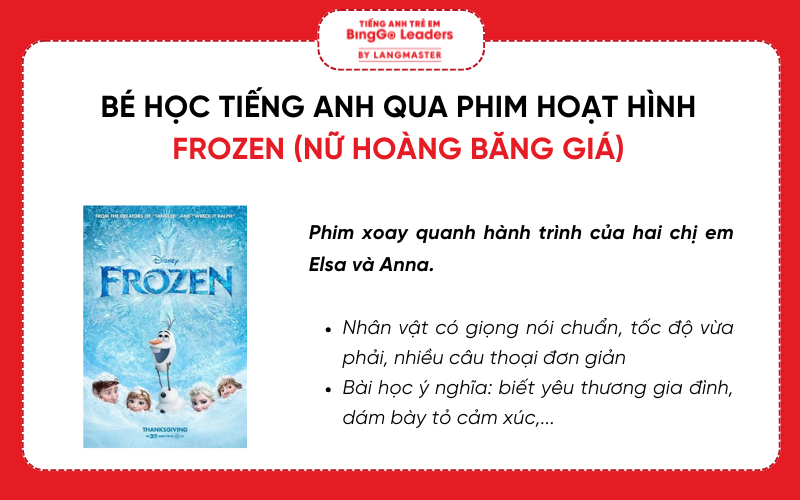 Bé học tiếng Anh qua phim hoạt hình Frozen (Nữ hoàng băng giá)