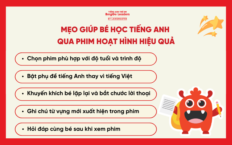 Mẹo giúp bé học tiếng Anh qua phim hoạt hình tại nhà