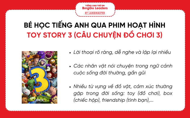Bé học tiếng Anh qua phim hoạt hình Toy Story 3