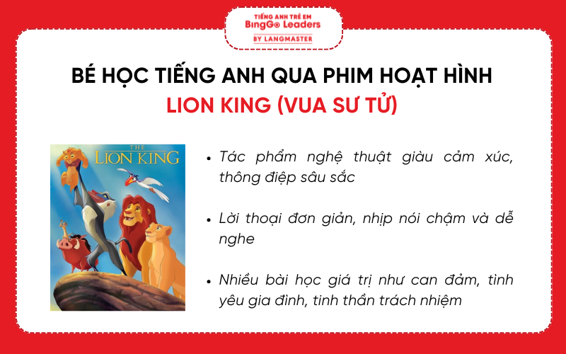 Bé học tiếng Anh qua phim hoạt hình Lion King (Vua sư tử)