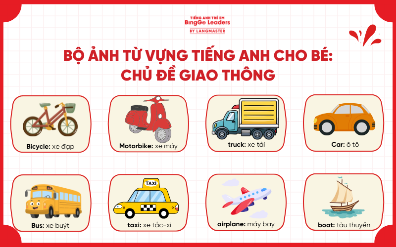 Bé học tiếng Anh qua hình ảnh chủ đề giao thông