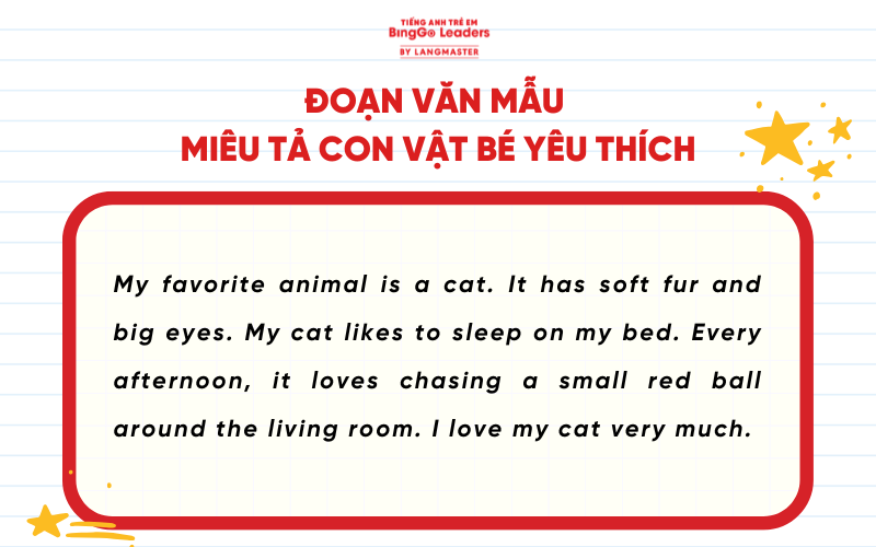 Đoạn văn mẫu cho bé miêu tả con vật yêu thích