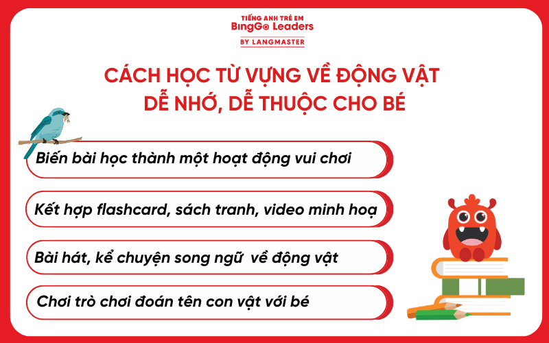 Cách dạy bé học tiếng Anh qua con vật dễ thuộc, dễ nhớ nhất