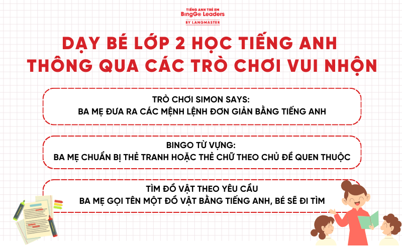 Dạy bé lớp 2 học tiếng Anh bằng các trò chơi thú vị