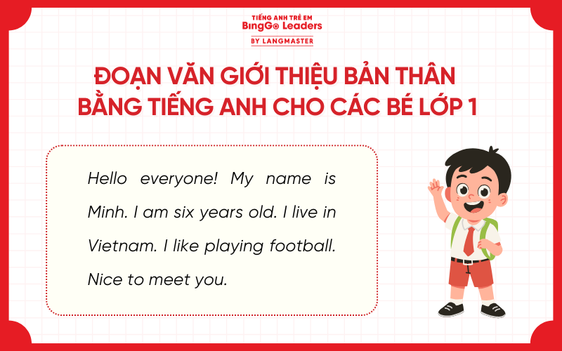 Đoạn văn giới thiệu bản thân bằng tiếng Anh cho các bé lớp 1