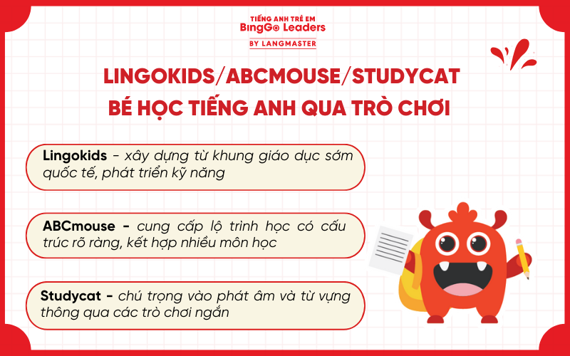 Chương trình học tiếng Anh cho bé Lingokids, ABCmouse và Studycat