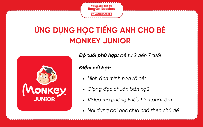 Chương trình học tiếng Anh cho bé Monkey Junior