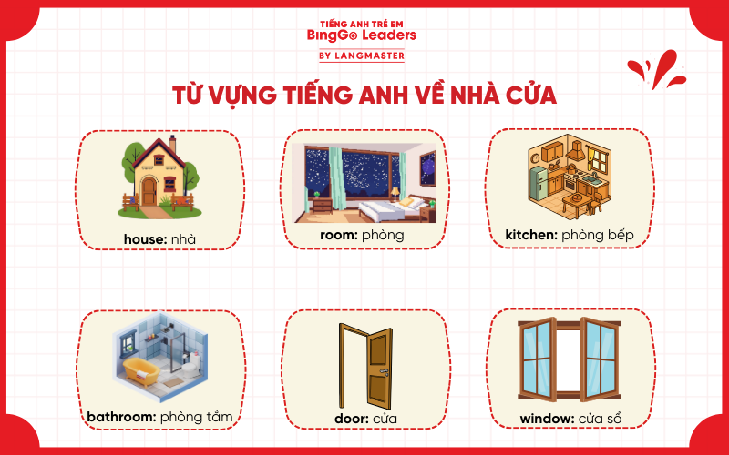 Tiếng Anh cho trẻ em mầm non theo chủ đề: nhà cửa