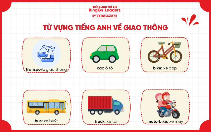 Tiếng Anh cho trẻ em mầm non theo chủ đề: gia thông