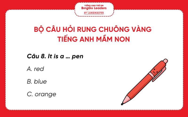 Câu hỏi cuộc thi Rung chuông vàng tiếng Anh mầm non