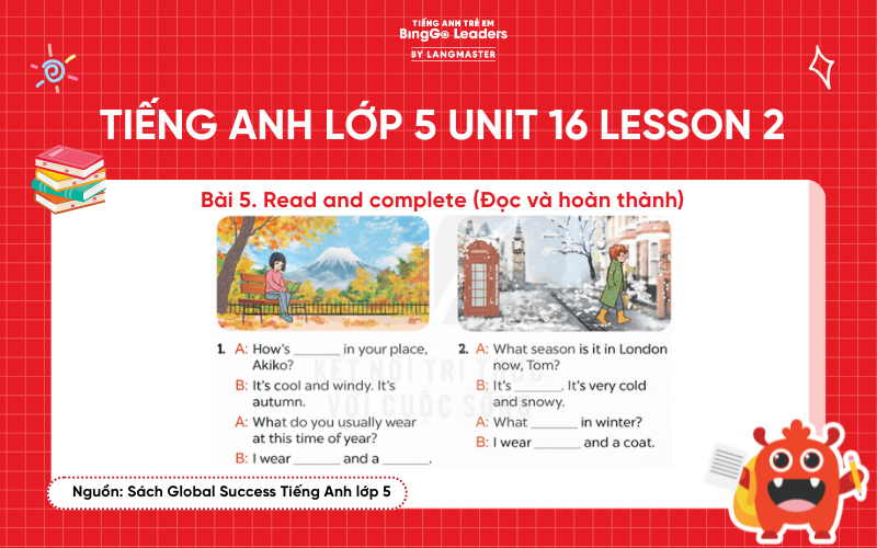 Bài tập tiếng Anh lớp 5 Unit 16 Lesson 2