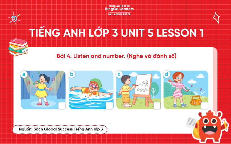 Bài tập số 4 tiếng Anh lớp 3 Unit 5 Lesson 1