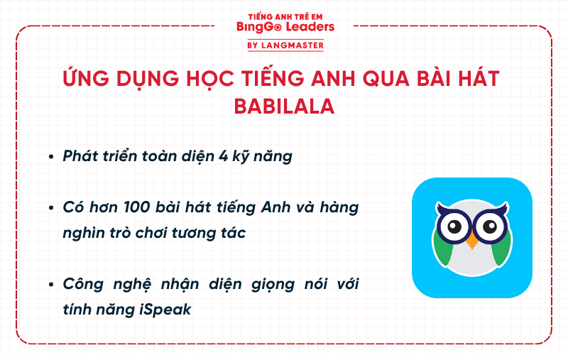 Ứng dụng học tiếng Anh qua bài hát cho bé Babilala
