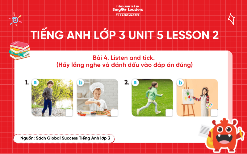 Bài tập tiếng Anh lớp 3 Unit 5 Lesson 2