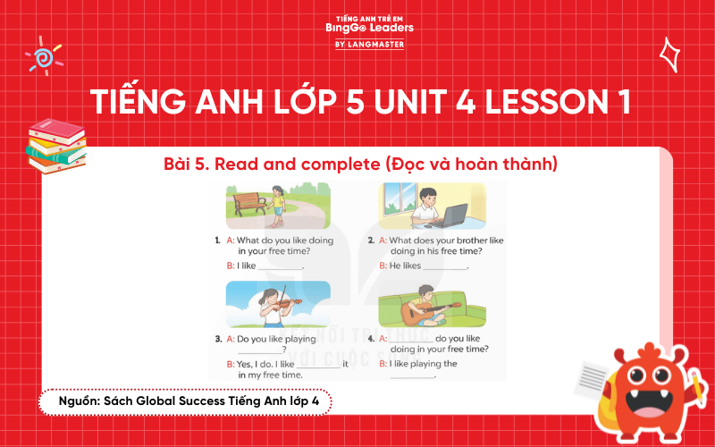 Bài tập chương trình tiếng Anh lớp 5 Unit 4 Lesson 3 SGK Global Success