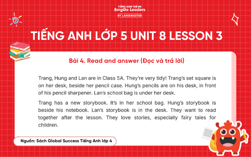 Bài tập tiếng Anh lớp 5 Unit 8 Lesson 3 sách Global Success