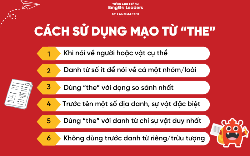 Cách sử dụng mạo từ 