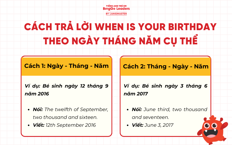 Cách trả lời When is your birthday theo ngày tháng năm cụ thể