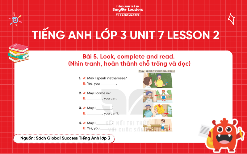 Bài tập tiếng Anh lớp 3 Unit 7 Lesson 2 sách Global Success