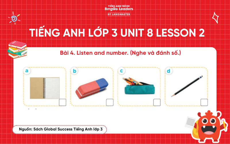 Bài tập tiếng Anh lớp 3 Unit 8 Lesson 2 sách Global Success