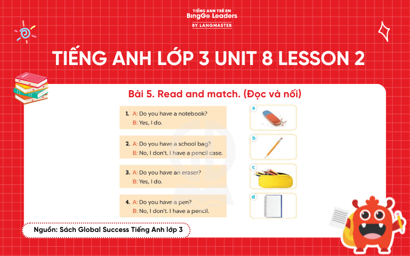 Bài tập tiếng Anh lớp 3 Unit 8 Lesson 2 sách Global Success