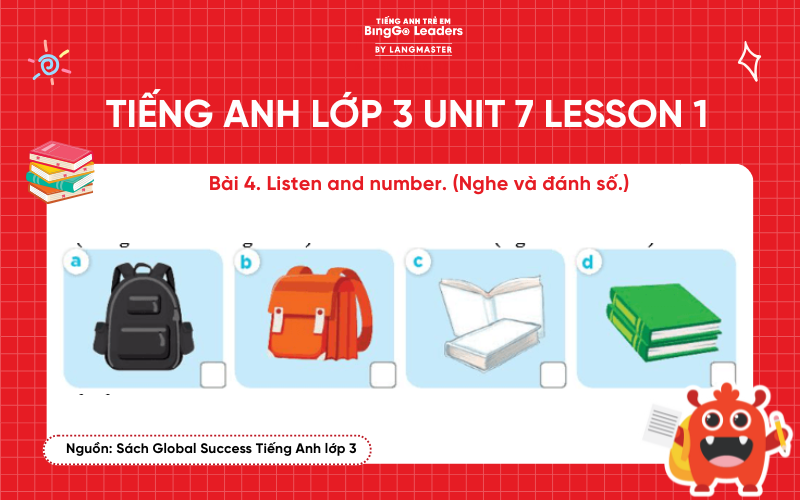 Bài tập tiếng Anh lớp 3 Unit 9 Lesson 2 Global Success