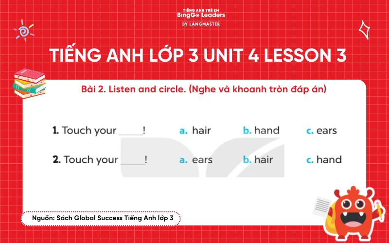 Bài tập tiếng Anh lớp 3 Unit 4 Lesson 3 sách Global Success