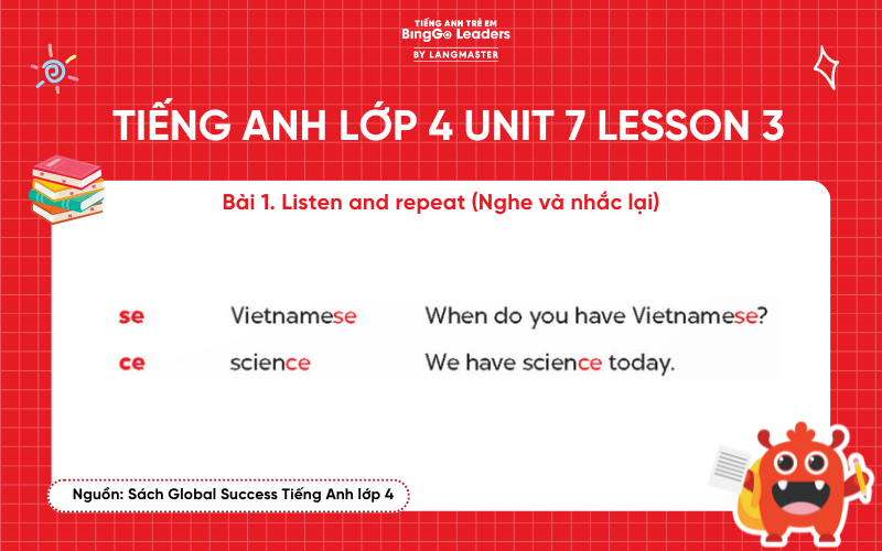 Bài tập tiếng Anh lớp 4 Unit 7 sách Global Success