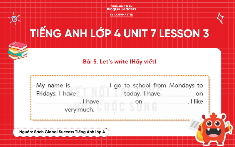 Bài tập tiếng Anh lớp 4 Unit 7 Lesson 3 sách Global Success