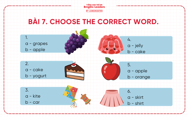 Bài tập số 7 tiếng Anh lớp 2 Global Success