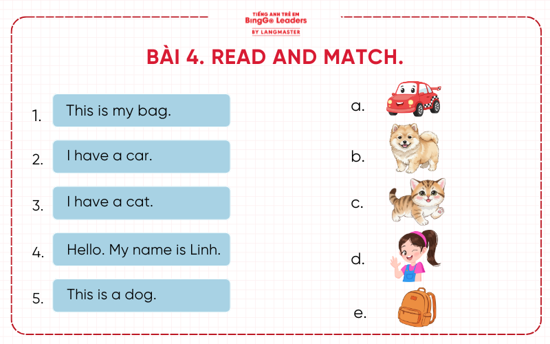 Bài tập tiếng Anh lớp 1 Global Success cho bé ôn tập tại nhà