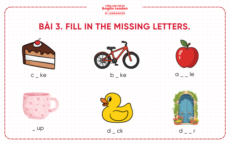 Bài tập tiếng Anh lớp 1 Global Success cho bé ôn tập tại nhà