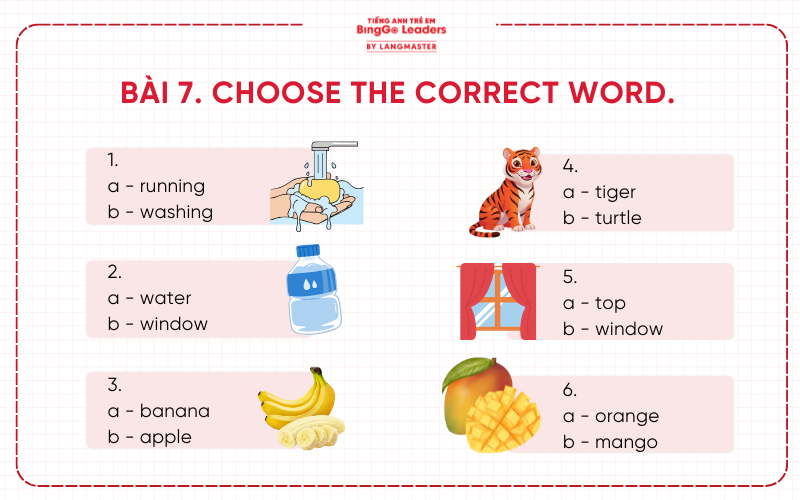 Bài tập tiếng Anh lớp 1 Global Success cho bé ôn tập tại nhà