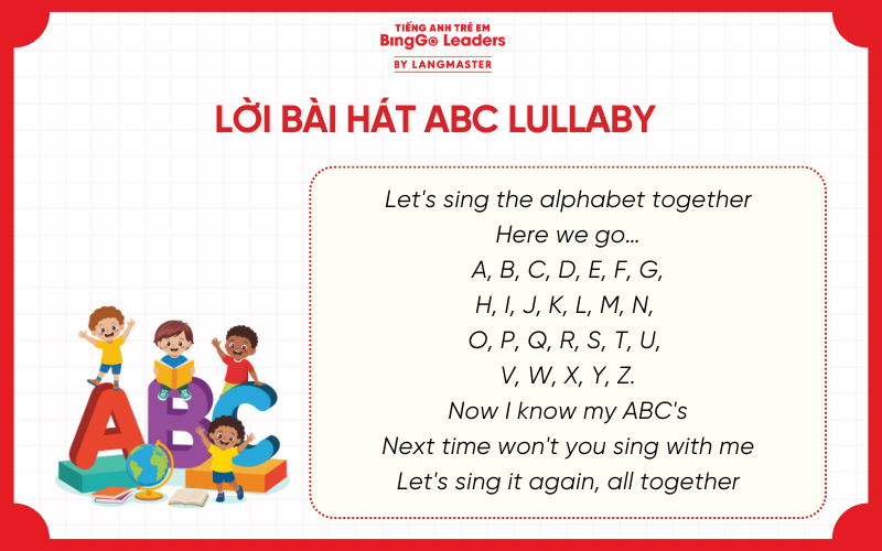 Lời bài hát tiếng Anh ABC Lullaby cho bé học bảng chữ cái tại nhà