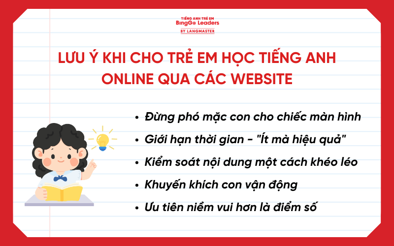 Lưu ý khi sử dụng những trang web học tiếng Anh miễn phí cho trẻ em