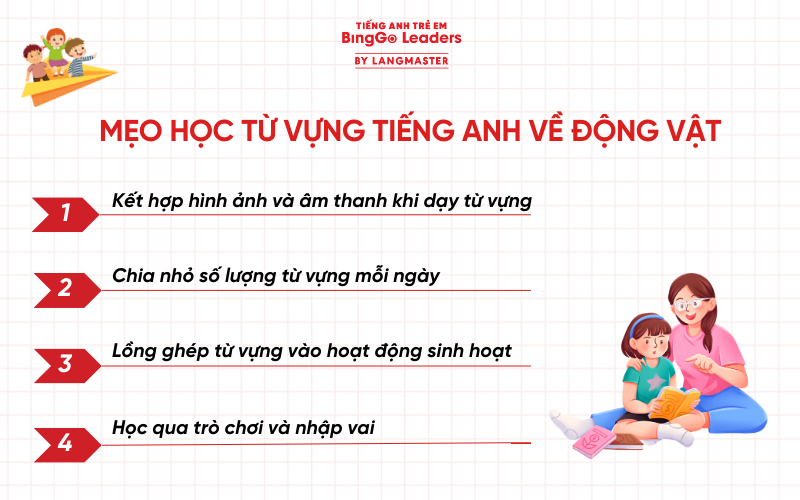 Mẹo dạy từ vựng tiếng Anh về động vật cho bé