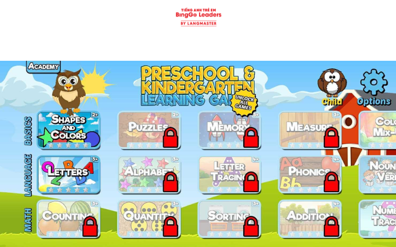 Ứng dụng học tiếng Anh cho bé Kids Learning Game