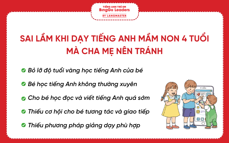 Sai lầm thường gặp khi dạy tiếng Anh cho bé 4 tuổi