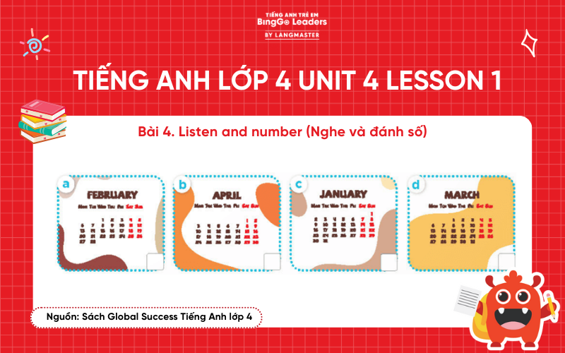 Bài tập tiếng Anh lớp 4 Unit 4 Lesson 1 sách Global Success