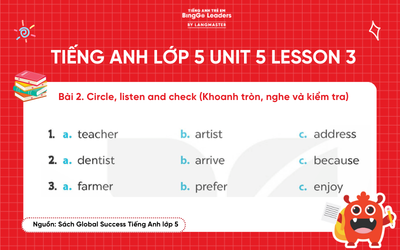 Bài tập tiếng Anh lớp 5 Unit 5 Lesson 3